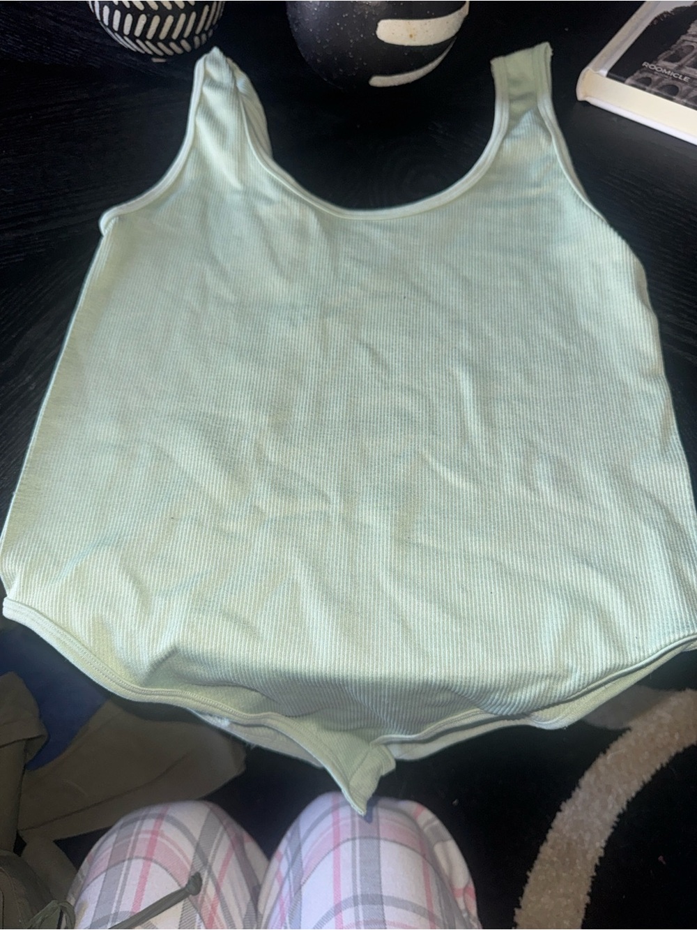Scoop Neck Ribbed Bodysuit in Light Mint